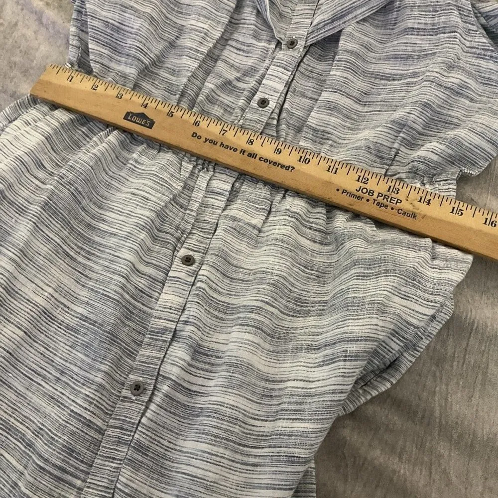 New!! Lucky Brand Large button-down pocket cold shoulder linen dress ruffle midi - Image 13