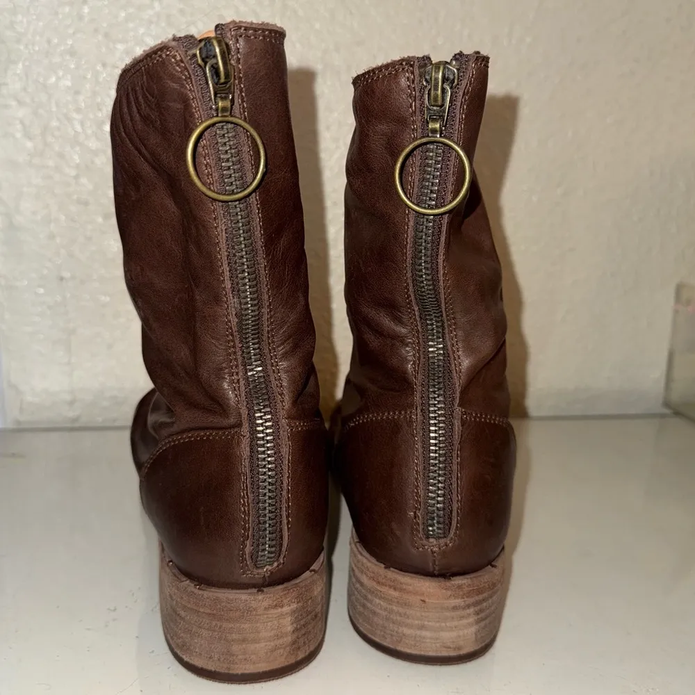 BEEK Ostrich Bootie In Saddle Brown Leather Ankle Boots size 6 - Image 3