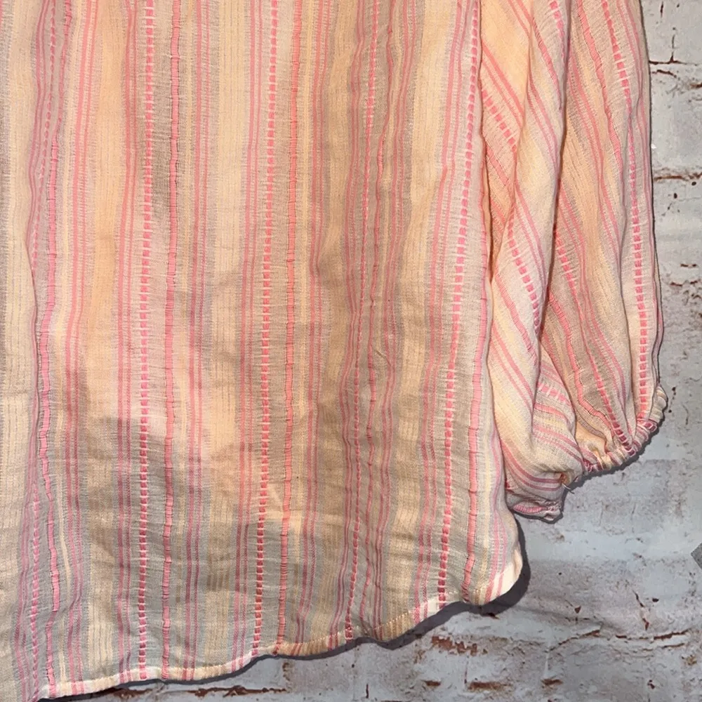 Loft Lou Grey Shirt Womens Large Pink Faux Wrap Crop Top Blouse Boho Casual - Image 7