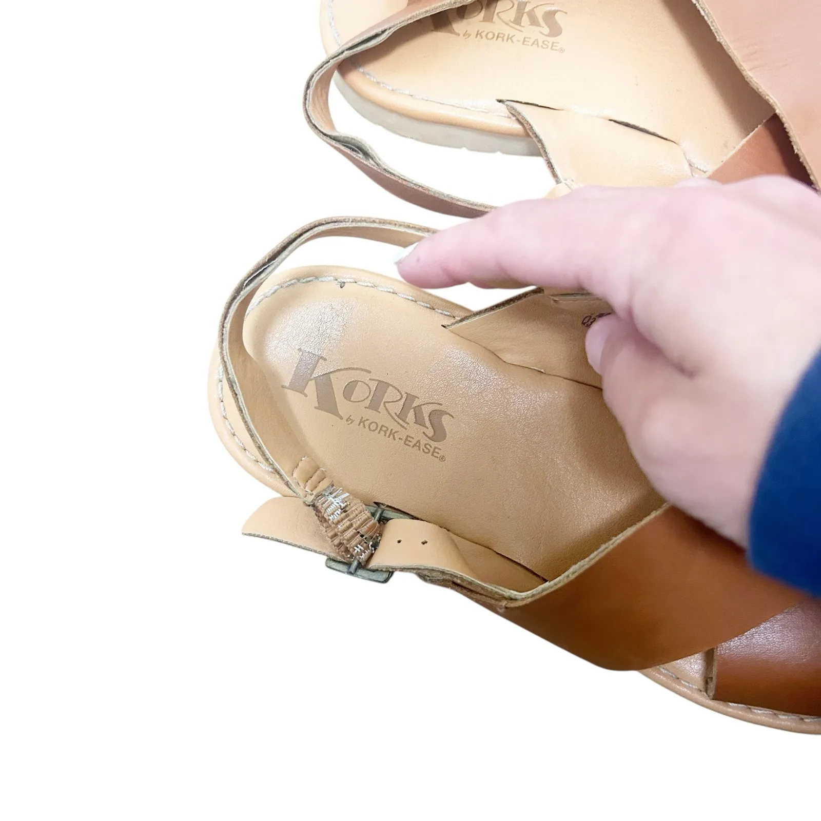 Korks by Korkease Brown Leather Criss Cross Sandals Sz 7 - Image 2