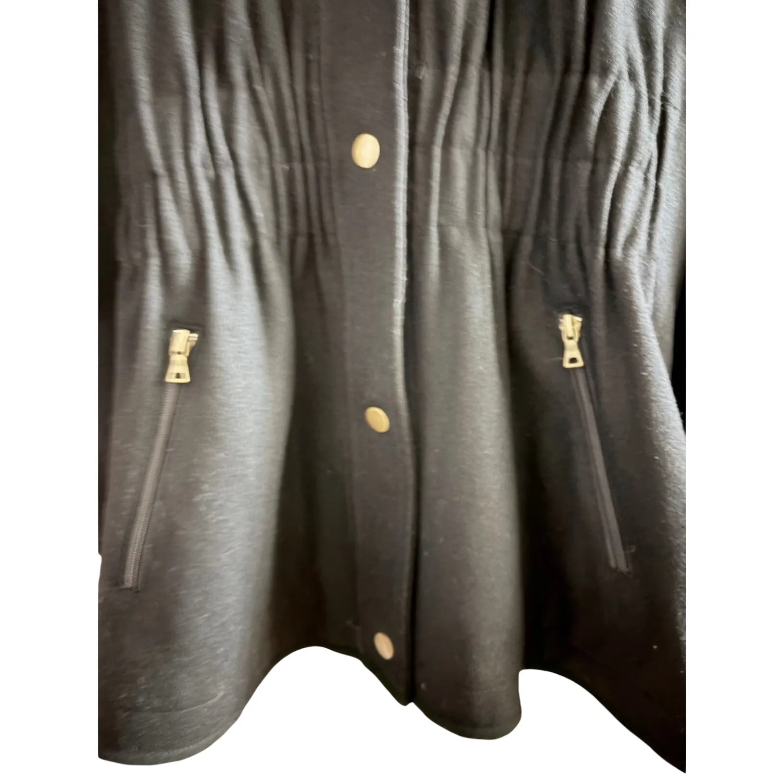 Moda International Hooded Wool Blend Cape Coat Poncho Black - Image 5