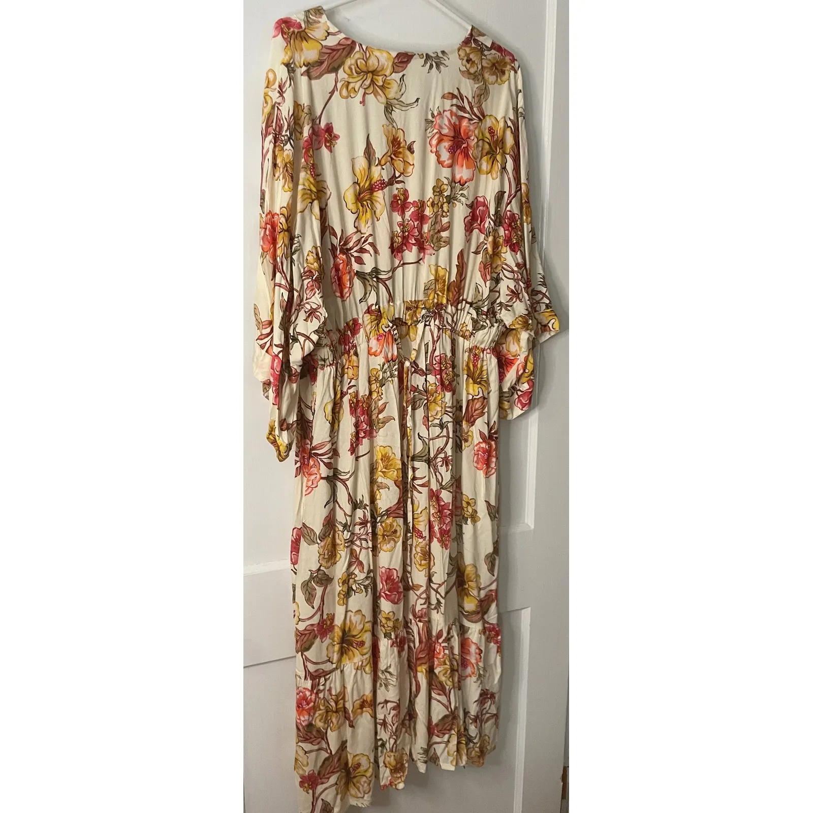 N Shore Floral Maxi Dress Womens One Size Lace Up Bohemian Beachy Size M - Image 3