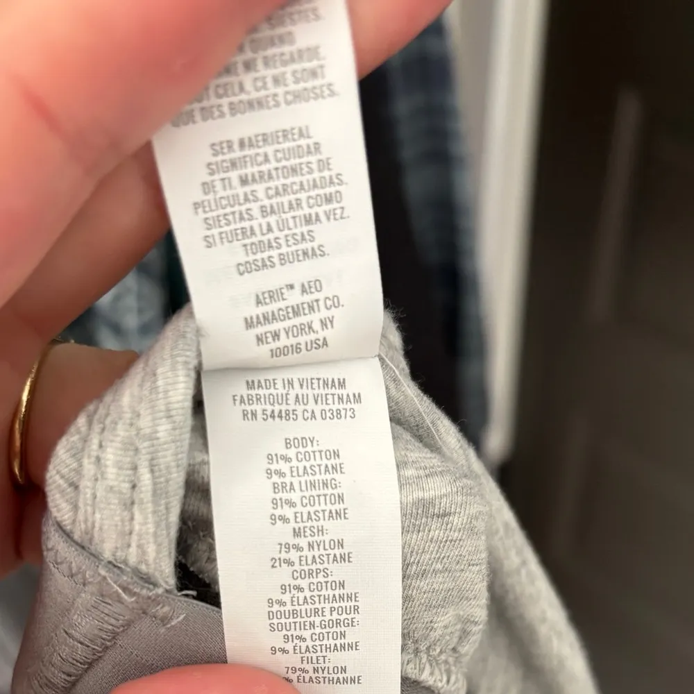 Aerie Offline Gray Women's High Neck Cotton Blend Bralette‎ Size Large - Image 7