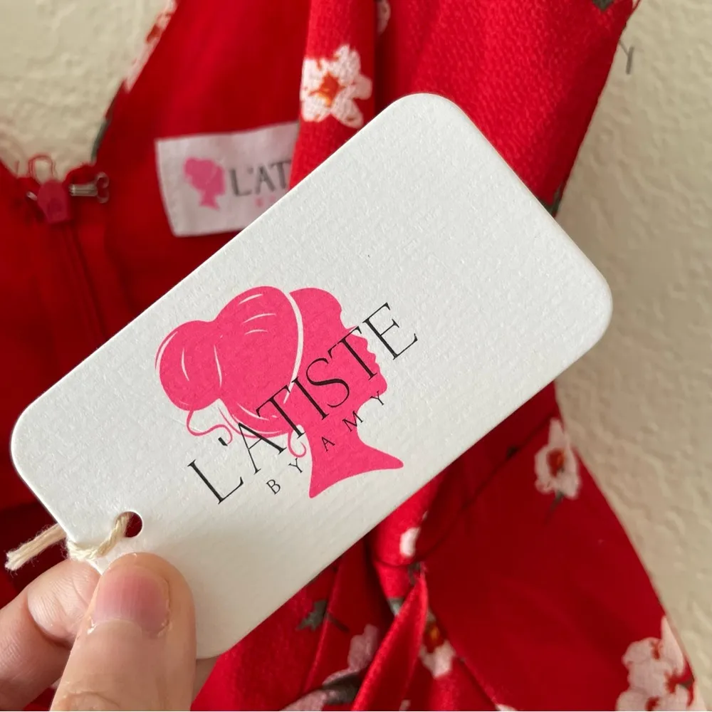 *L’atiste Amy Red Floral Faux Wrap Romper - Image 38