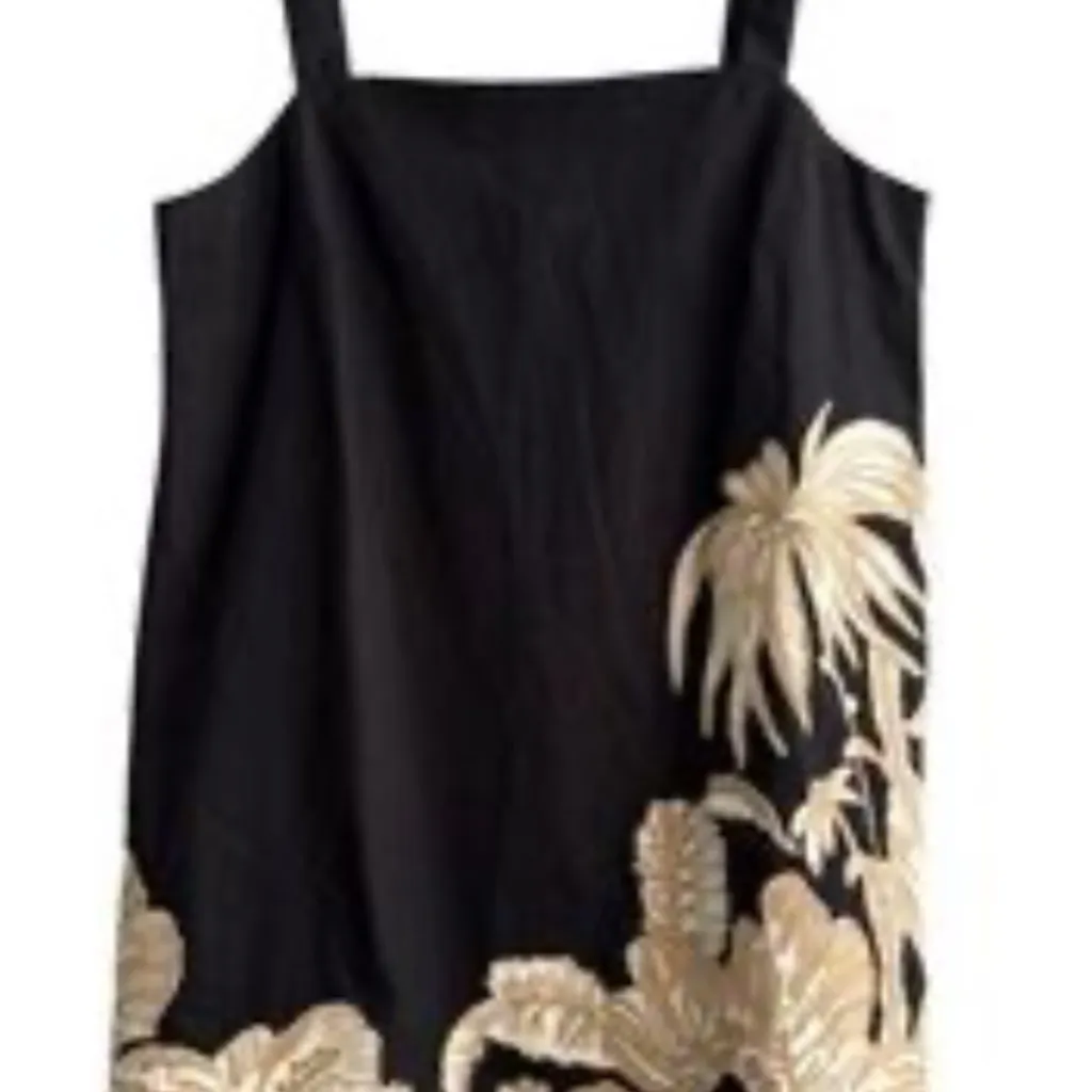 Banana Republic Black and Cream Floral Mini Dress - Image 2