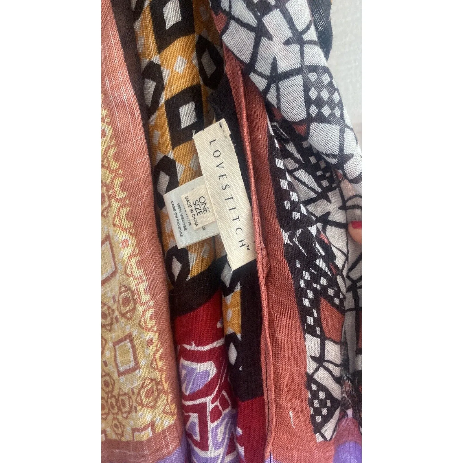 Lovestitch‎ Boho Patchwork Open Kimono 100% Viscose One Size Open Cardigan Light - Image 2