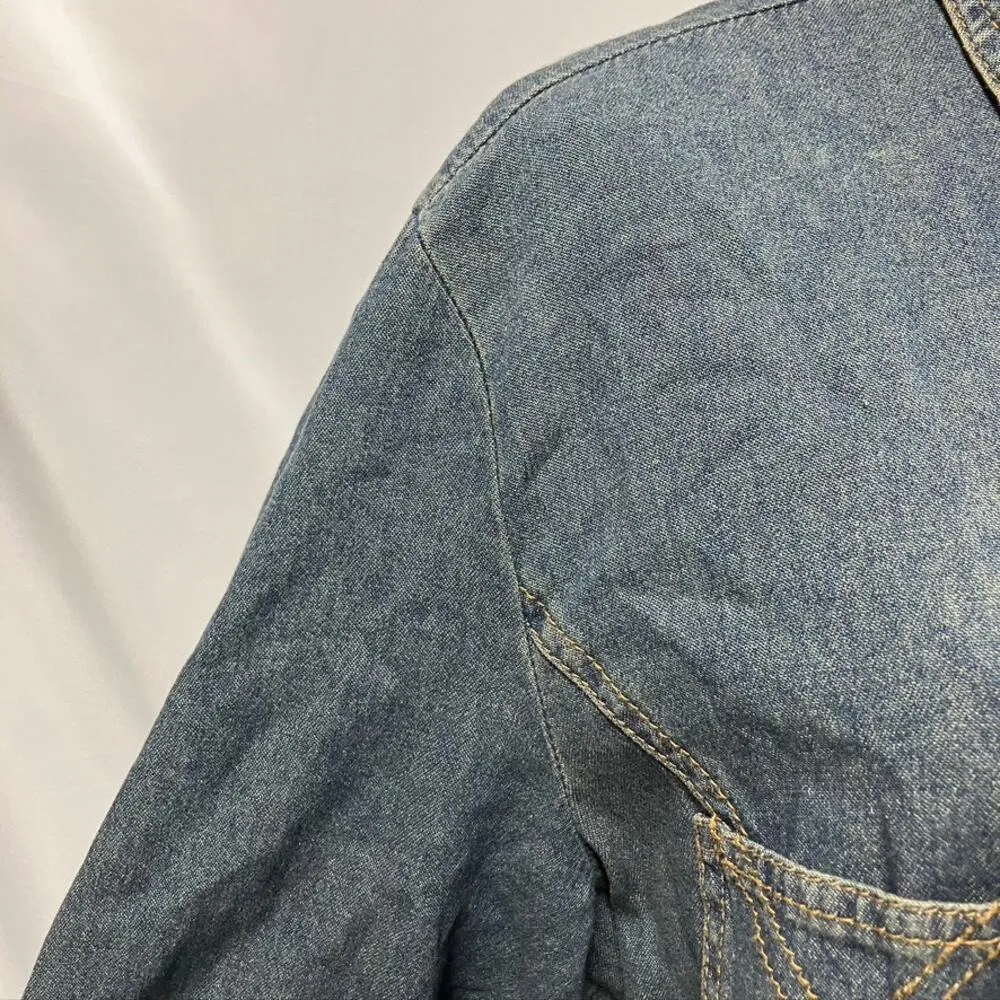 Metro Style Long Sleeve Denim Dress Womens 20 Cotton Retro Classic Spring Blue Size undefined - Image 4