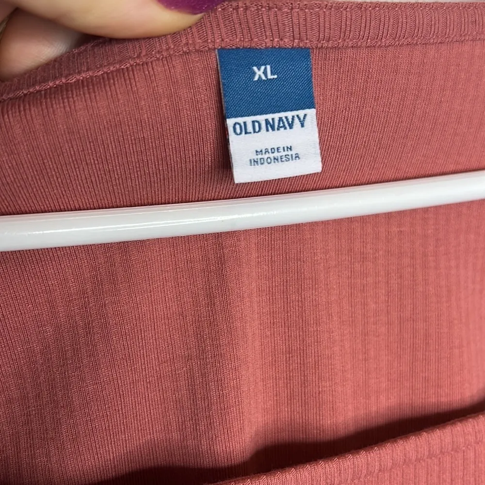 Mauve Ribbed Knit Square Neck Long Sleeve Bodysuit - Image 6