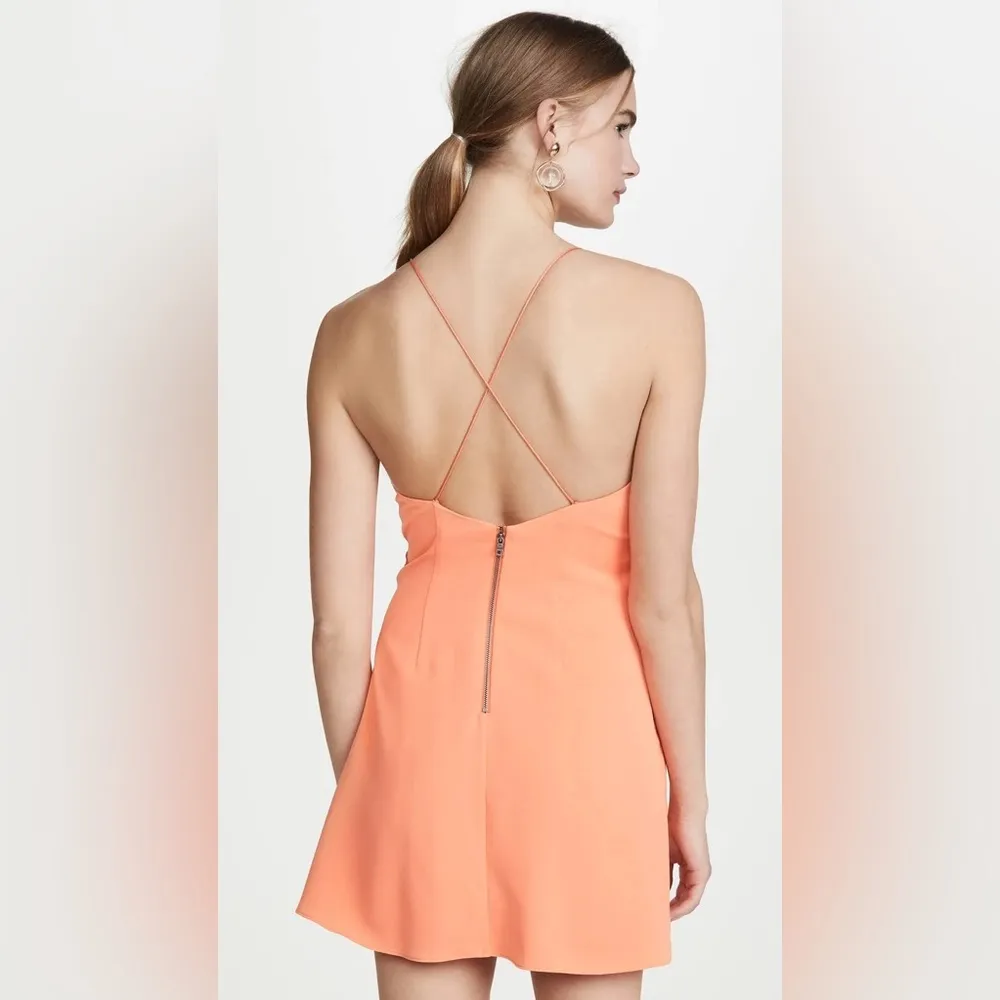 Alice + Olivia Katie Tie Wrap Mini Dress in Coral Orange Size 10 Sleeveless - Image 2
