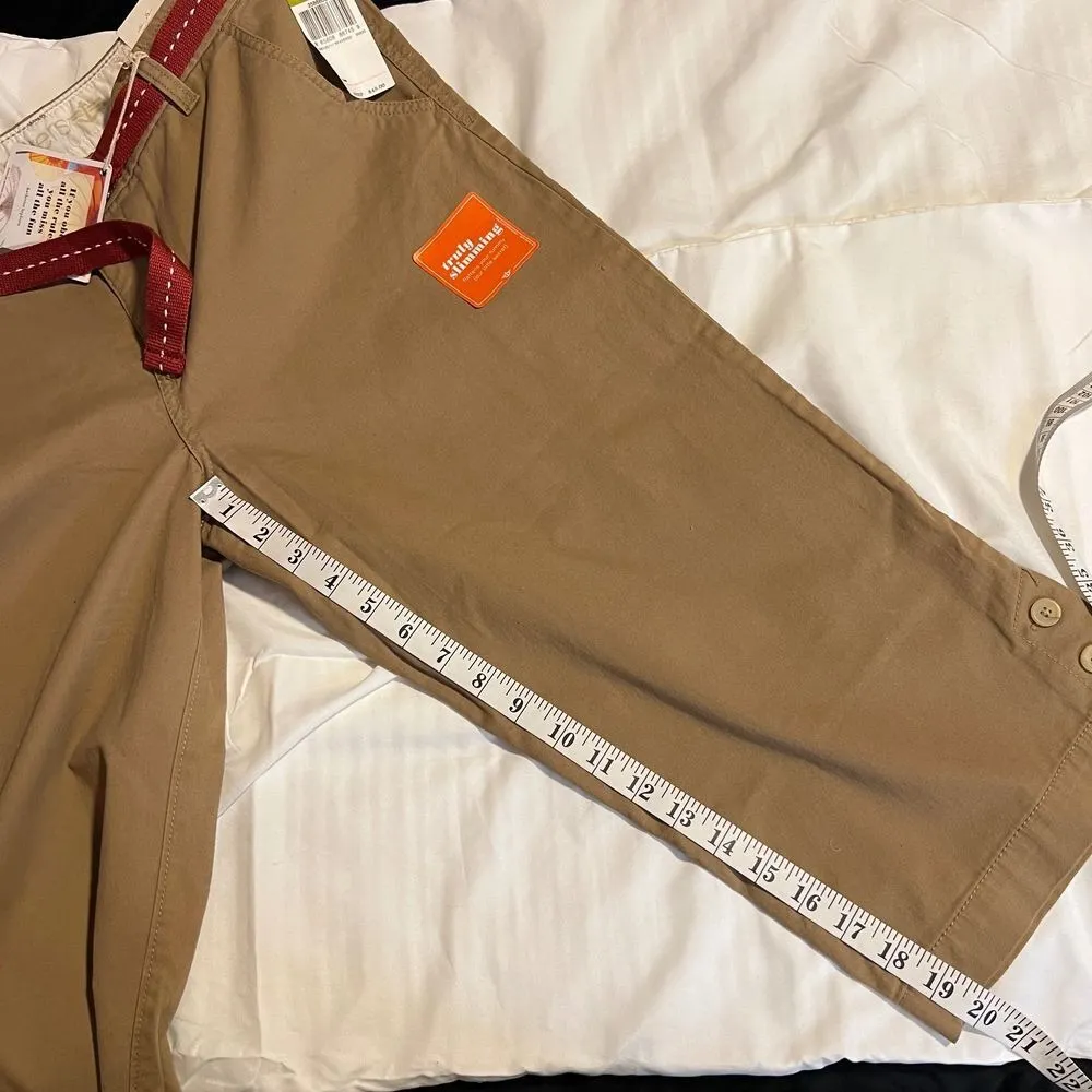 Dockers NEW Khaki Capri Pants w/Decorative Button Detail &‎ Stitched Belt-SZ 14 - Image 3