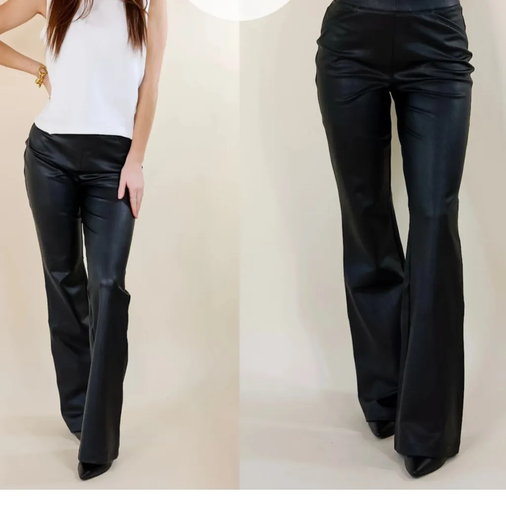 Spanx  Black leather like Flare Pants Sleek Boot Cut Design medium tall‎ - Image 2