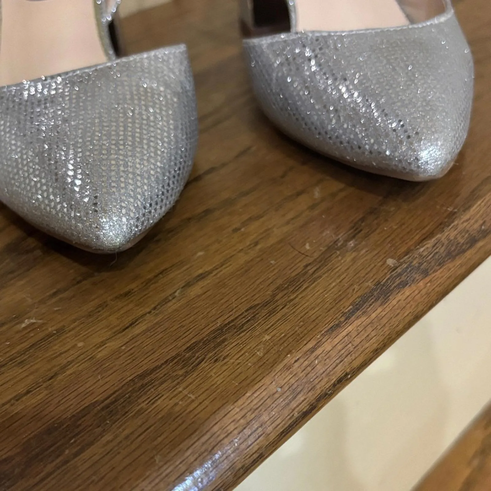 Jones New York Silver metallic block Heeled Shoes formal party homecoming - Image 3
