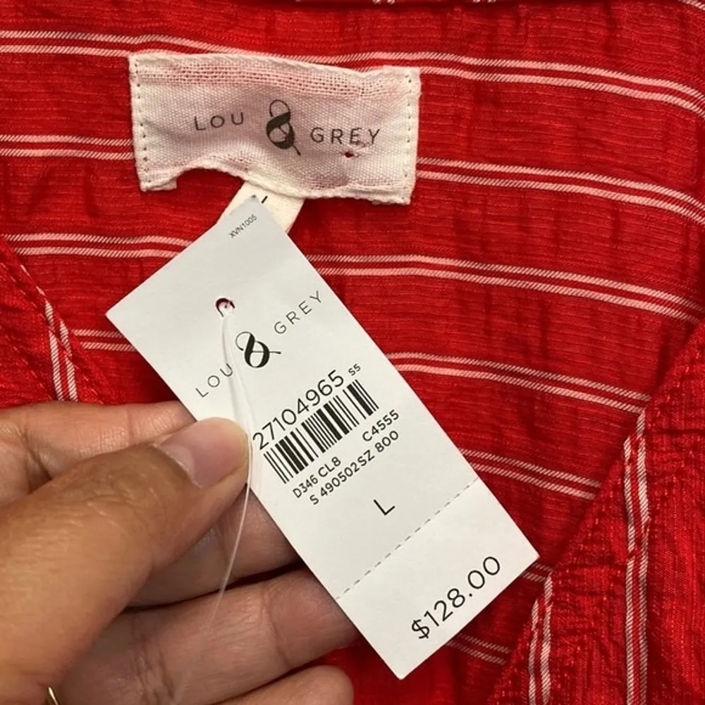 NEW Lou and Grey Women's Large Red striped Long Sleeve Pocket Nautical jumpsuit - Image 6