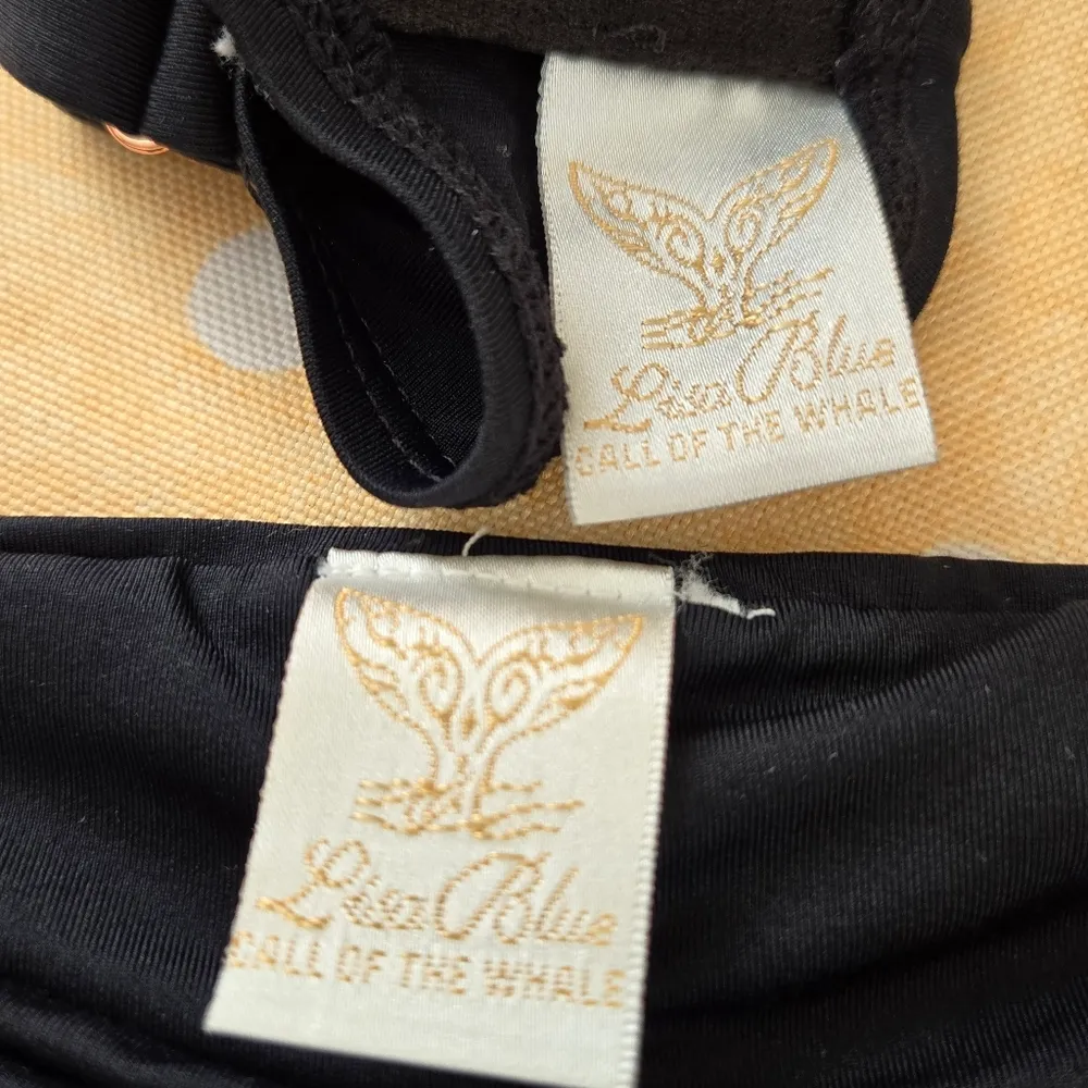 Lisa Blue Call of the Whale Bikini Set Swimsuit Chains Black Small - Image 12