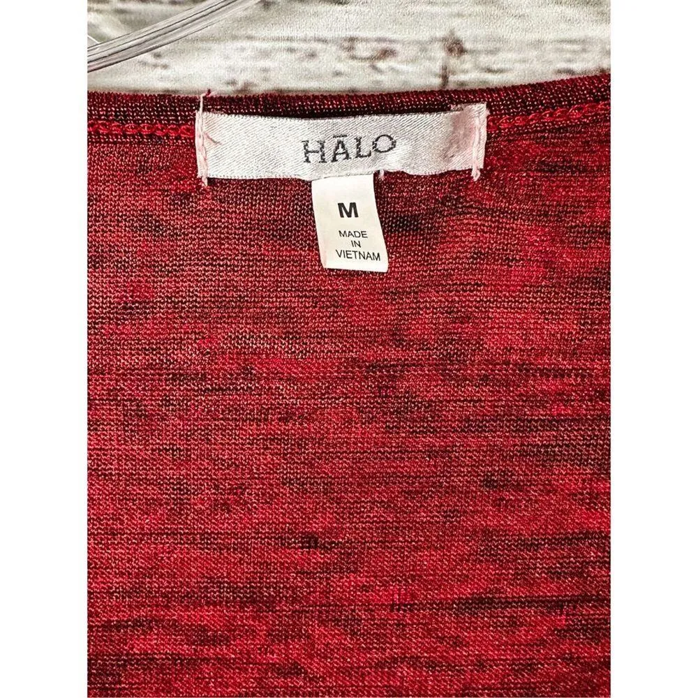 Halo Women's Polyester Spandex Sparkle Sequin Accent Pullover Top Red Medium - Image 6