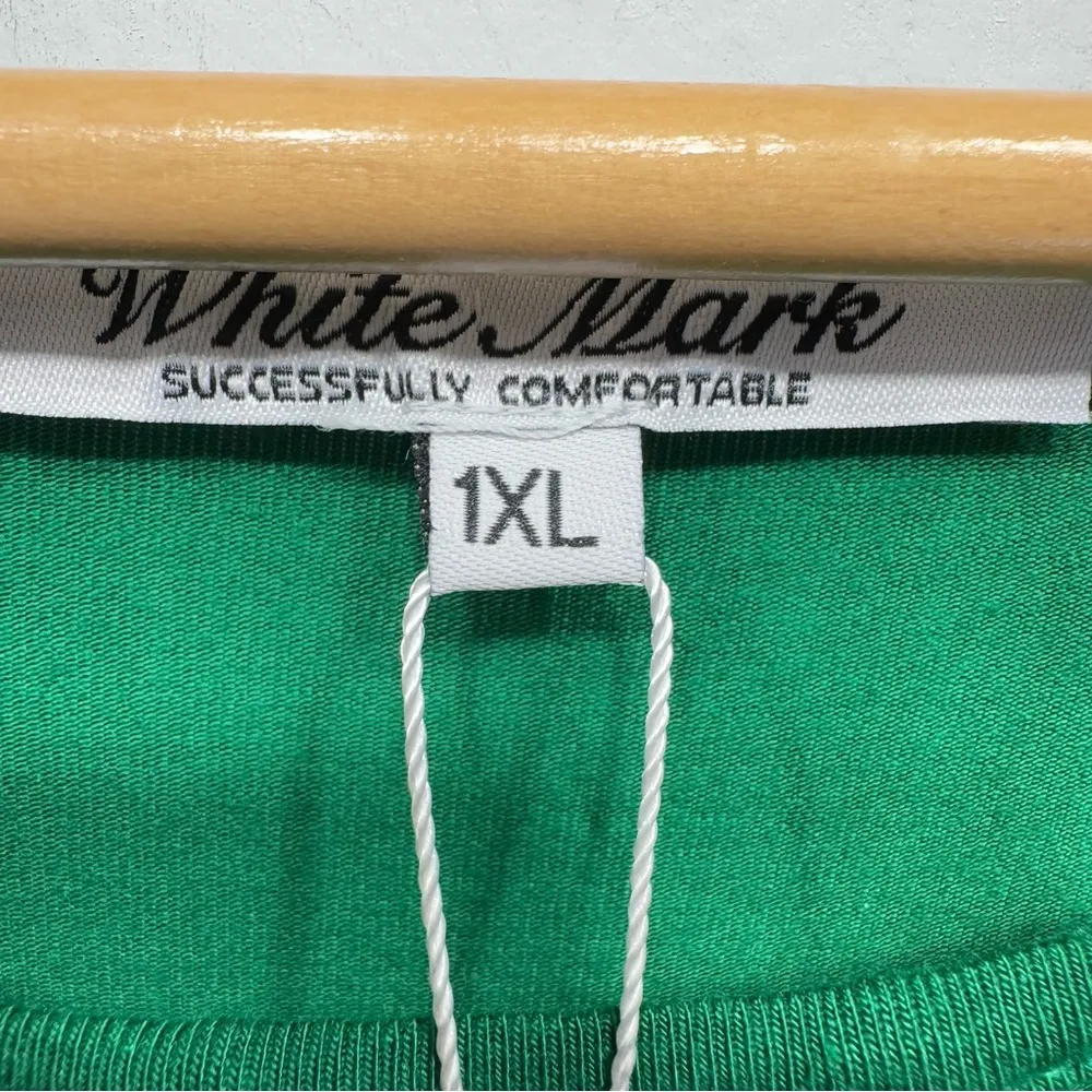 White Mark Green Knit 3/4 Sleeve Cutout Neckline Pull On Dress St Patrick’s Day Size 1X - Image 8