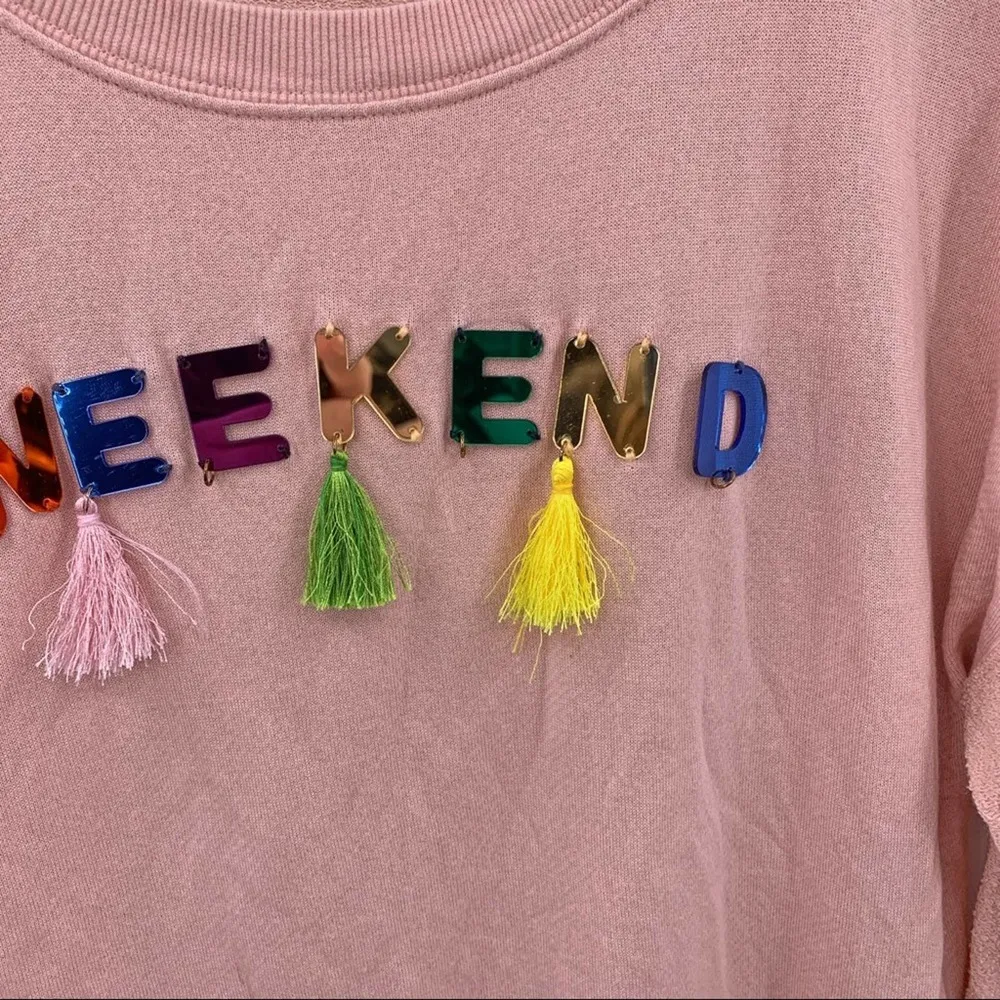 Rails pink Weekend sweatshirt metallic lettering XS - Image 3