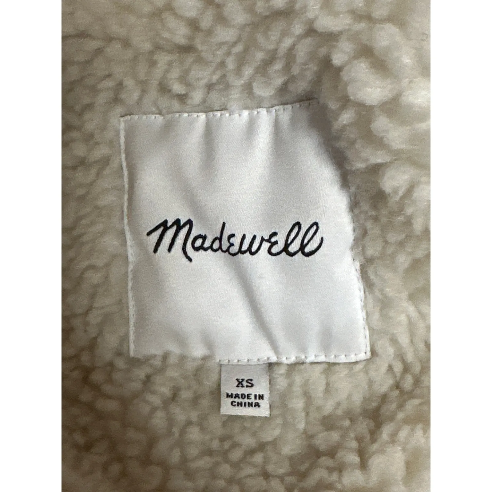 Madewell Brown Cream Resourced Sherpa-Lined Corduroy Button Front Coat Jacket XS - Image 3