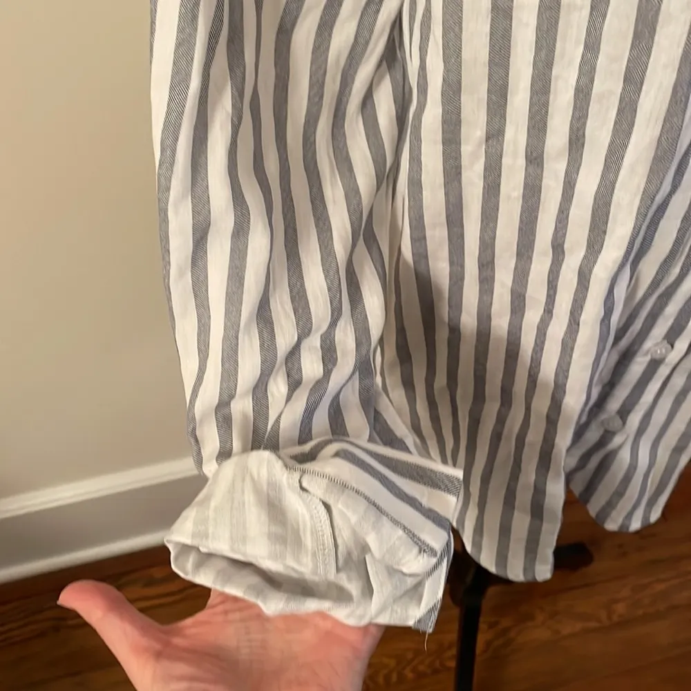 Edit by Nine Oversized Striped Button Down Shirt Large White - Image 3