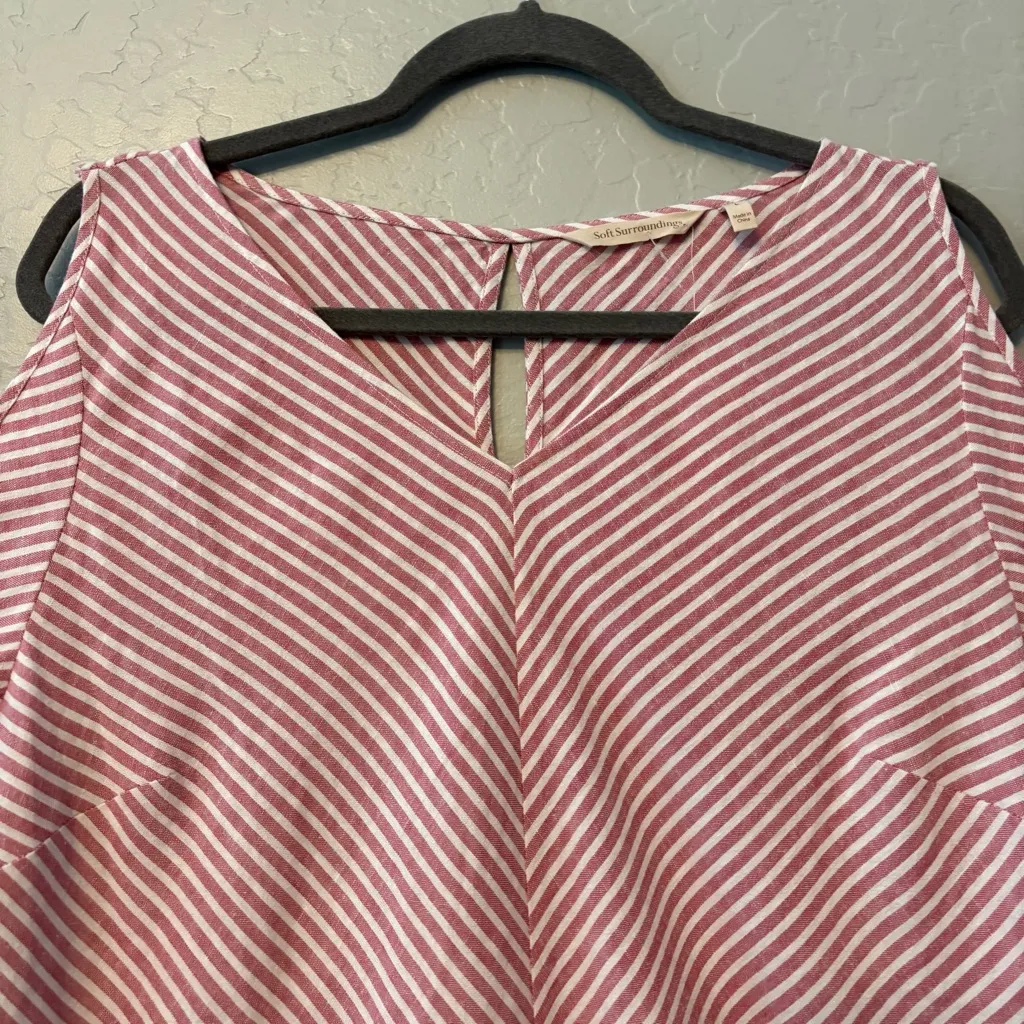 Soft Surroundings red white striped cold shoulder landfall tunic top large NEW - Image 4