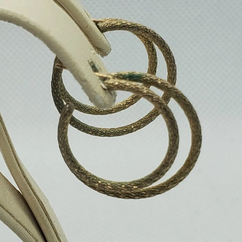 Vintage Gold Tone Double Hoop Earrings - Image 4