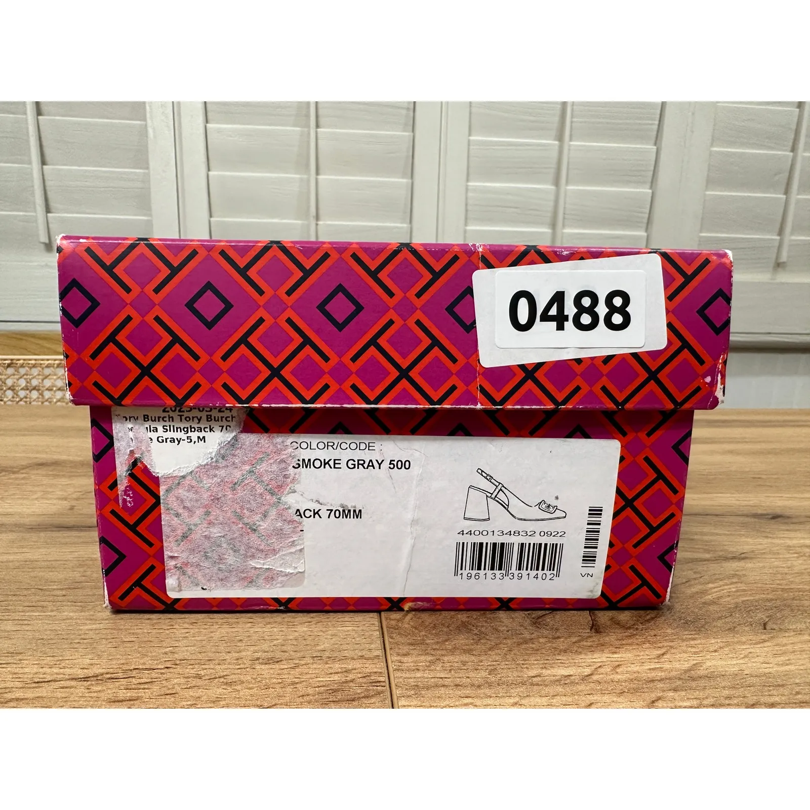 Tory Burch Georgia Slingback 70 mm Pump Smoke Gray Leather Size 5 NIB Sleek Work - Image 14