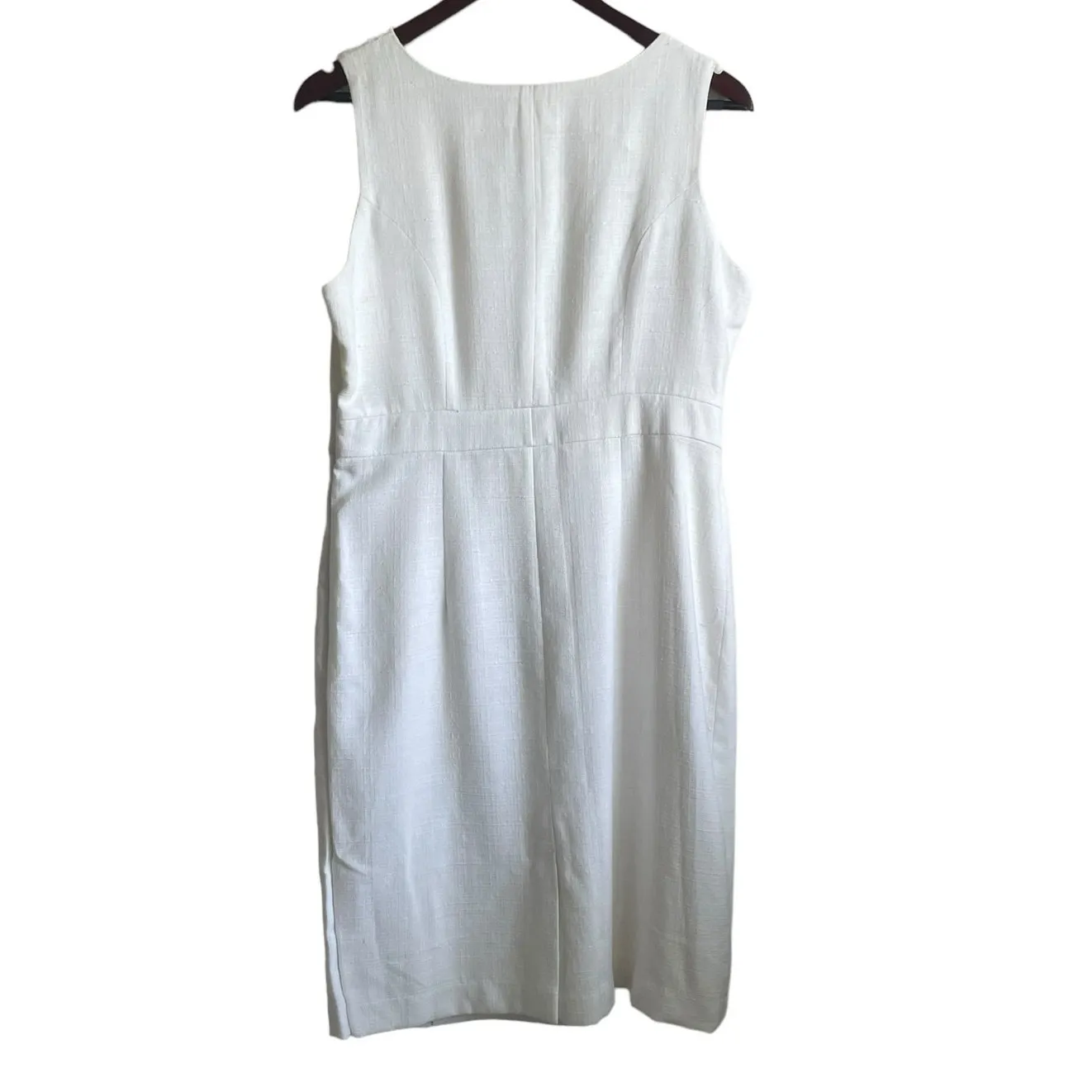 Liz Claiborne Women Shift Dress 12 Ivory Gold Tone Chain Waist Career Cocktail‎ - Image 3