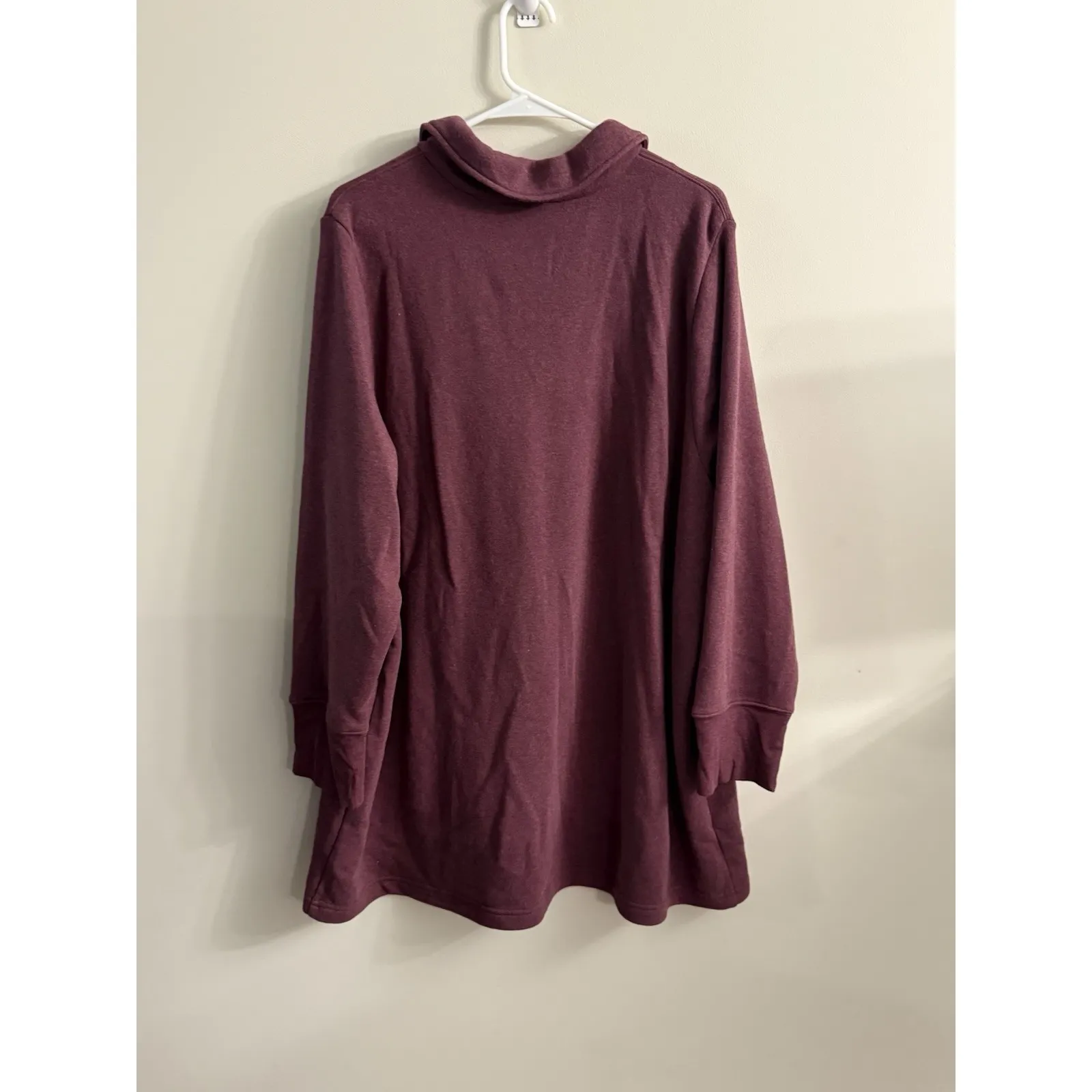 Soft Surroundings Quarter Zip Burgundy Tunic‎ Pullover Sweatshirt Size 3X - Image 3