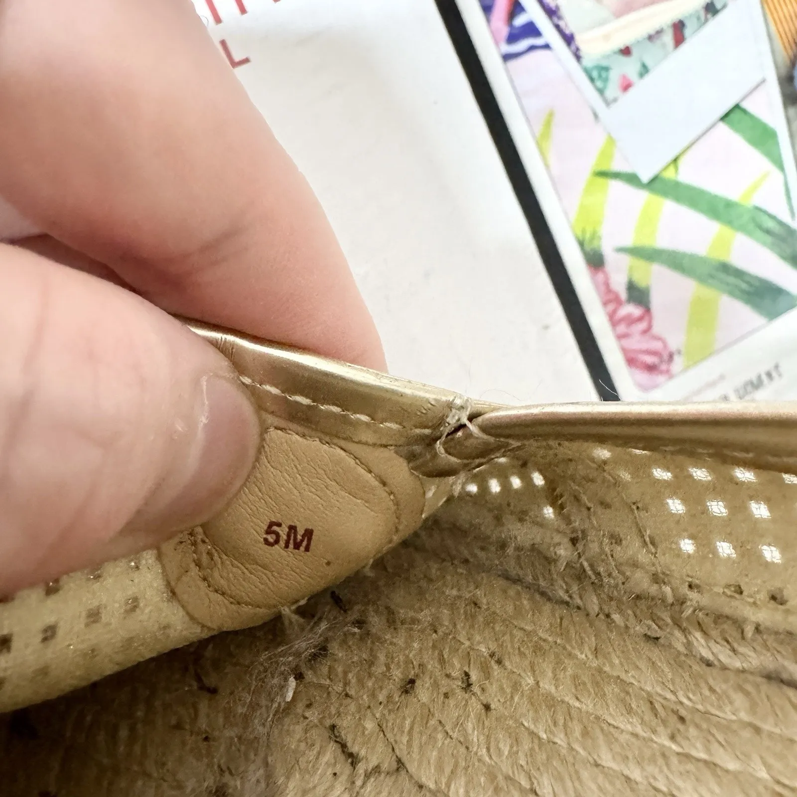 Michael Kors Shoes Women Size 5M Gold Metallic Gold Embellished Espadrilles Flat - Image 7