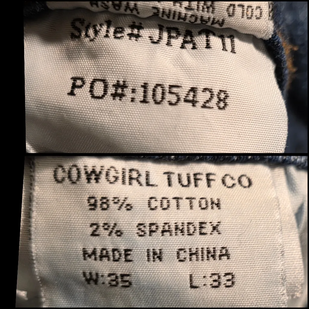 Cowgirl Tuff “Patina II” Jeans Women’s Size 35x33 Dark Wash Mid Rise Bootcut Blue - Image 11