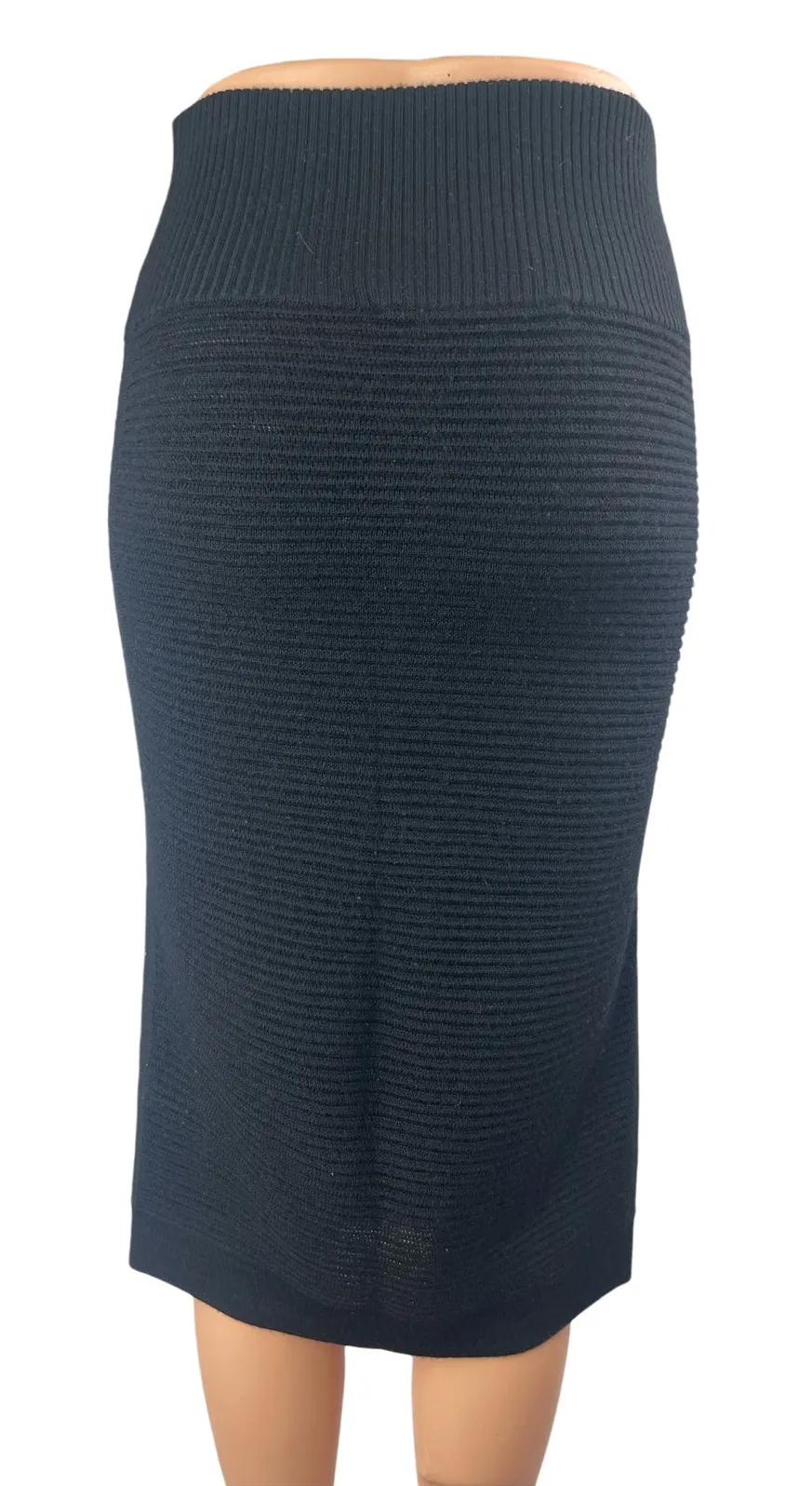 French Connection Women's Black Wool Knit High Waisted Pencil Midi Skirt Size 6 - Image 1