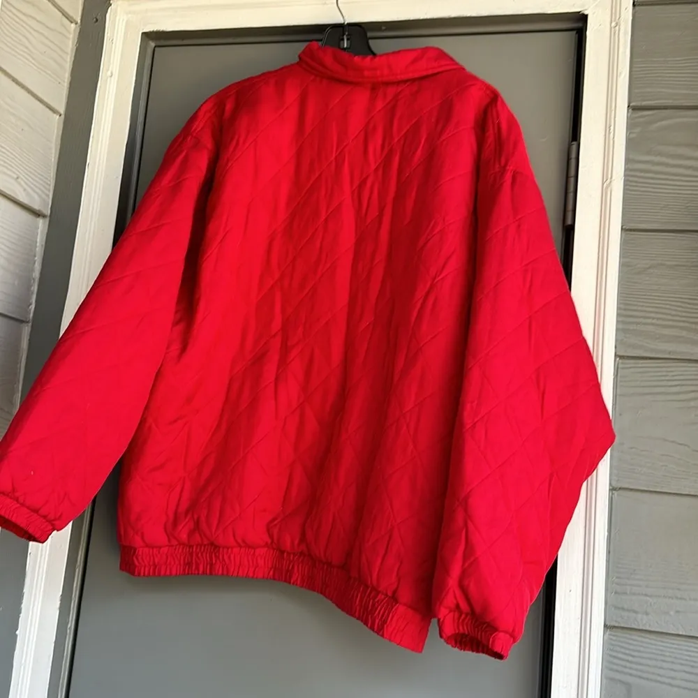 Vintage Gold Stud Quilted Jacket Red Size M - Image 4