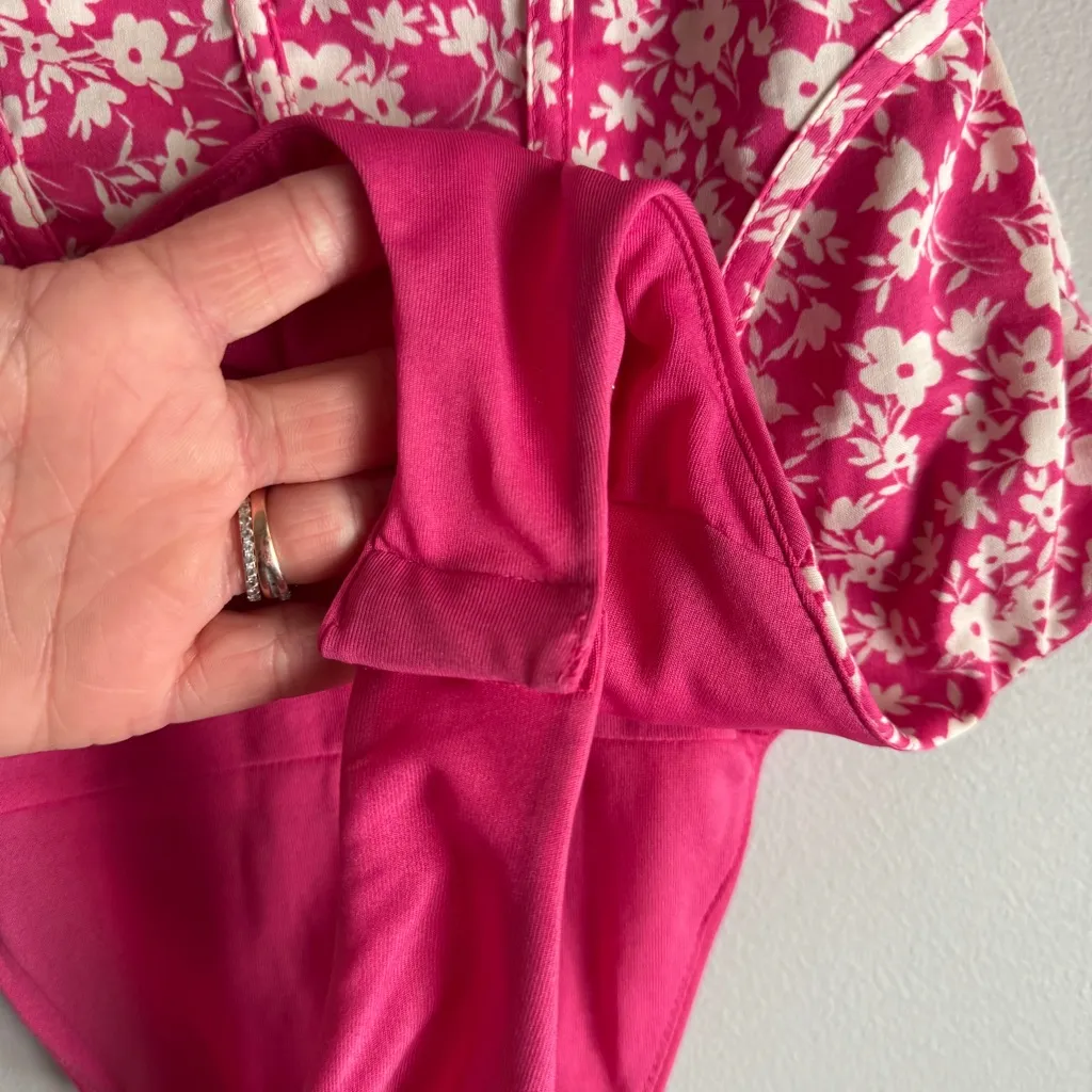 Zara Sleeveless Adjustable Straps Pink Floral Corset Bodysuit Size XS - Image 9