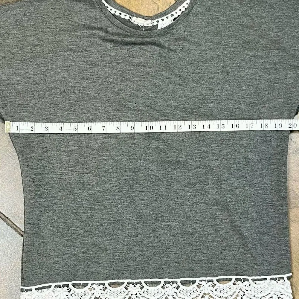 Eyeshadow Gray Women’s Sweatshirt Open Back Lace Trim Wrap Small - Image 11