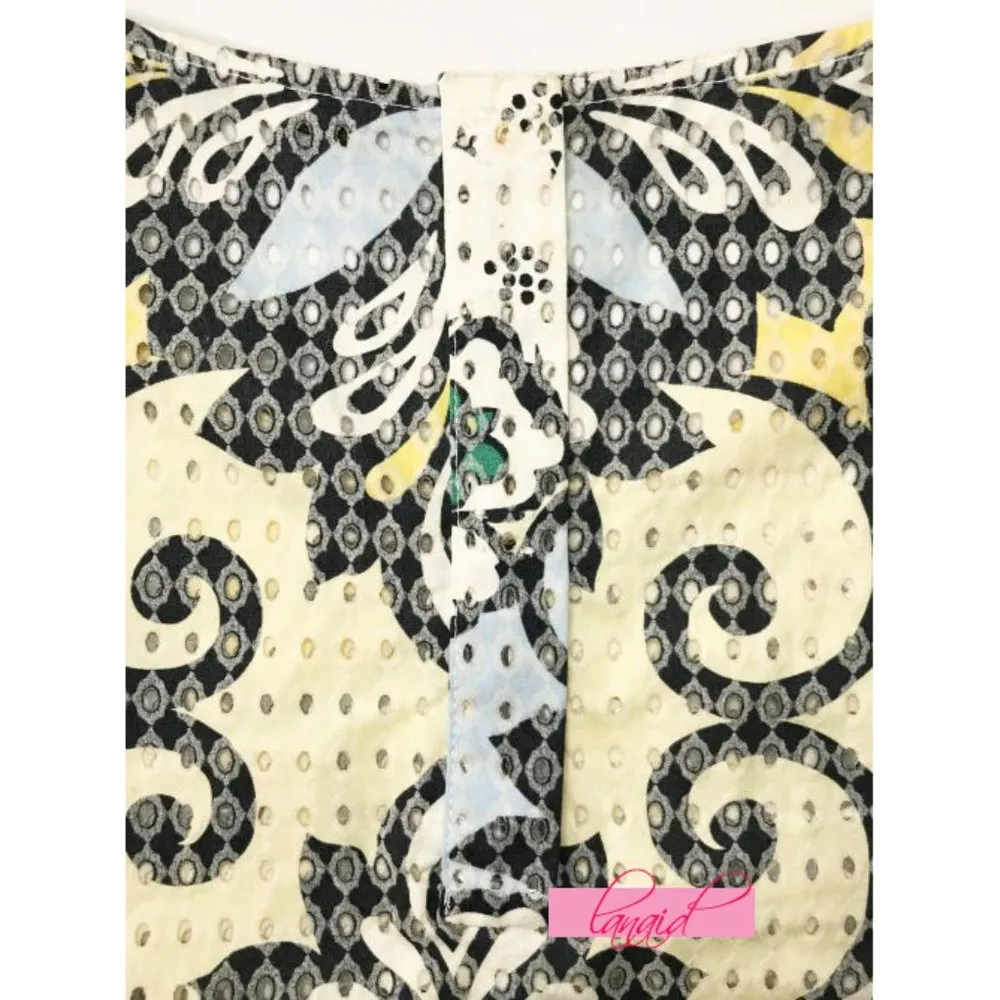 Perforated Tank Floral Laser-Cut Cut-Outs Cutouts Sleeveless Blouse Top M - Image 7