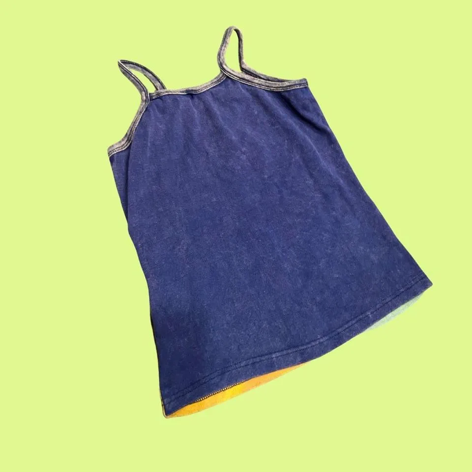 Vintage y2k bohemian hippy vibrant floral appliqué spaghetti strap shirt 🍂 Orange - Image 2