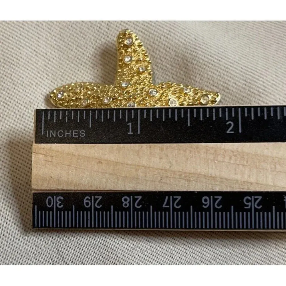Starfish Rhinestone Gold Tone Brooch Pin 1.5 Inch Beach Nautical‎ - Image 4