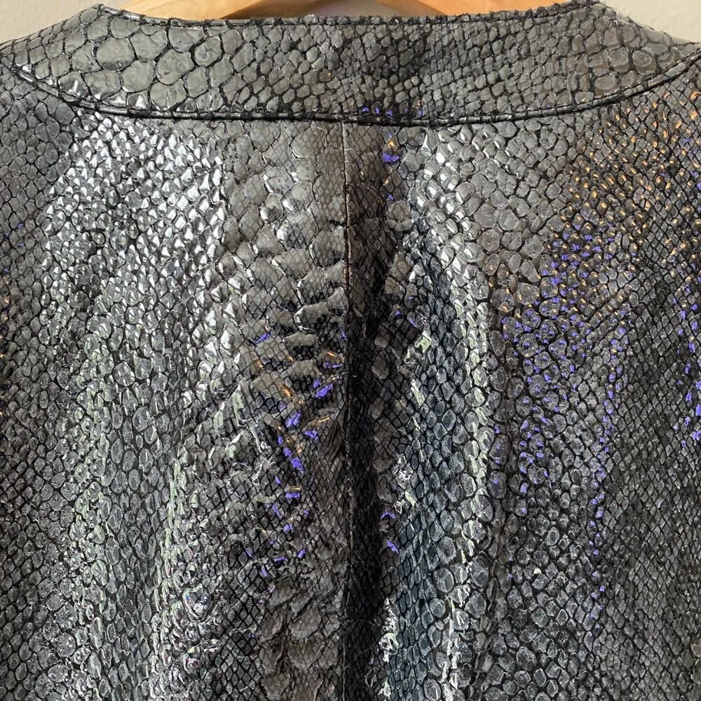 NWOT Jones New York Women's Size Small 100% Leather Glossy Full Zip Black Jacket - Image 13