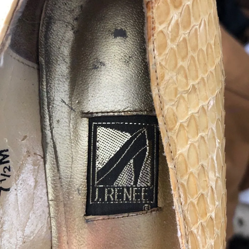 Vintage J. Renee‎ Snake Wedges Yellow Size 7.5 - Image 3