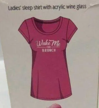 Be Yourself Women's Short Sleeve Sleepwear & Plastic Wine Drinkware Pink Size undefined - Image 1