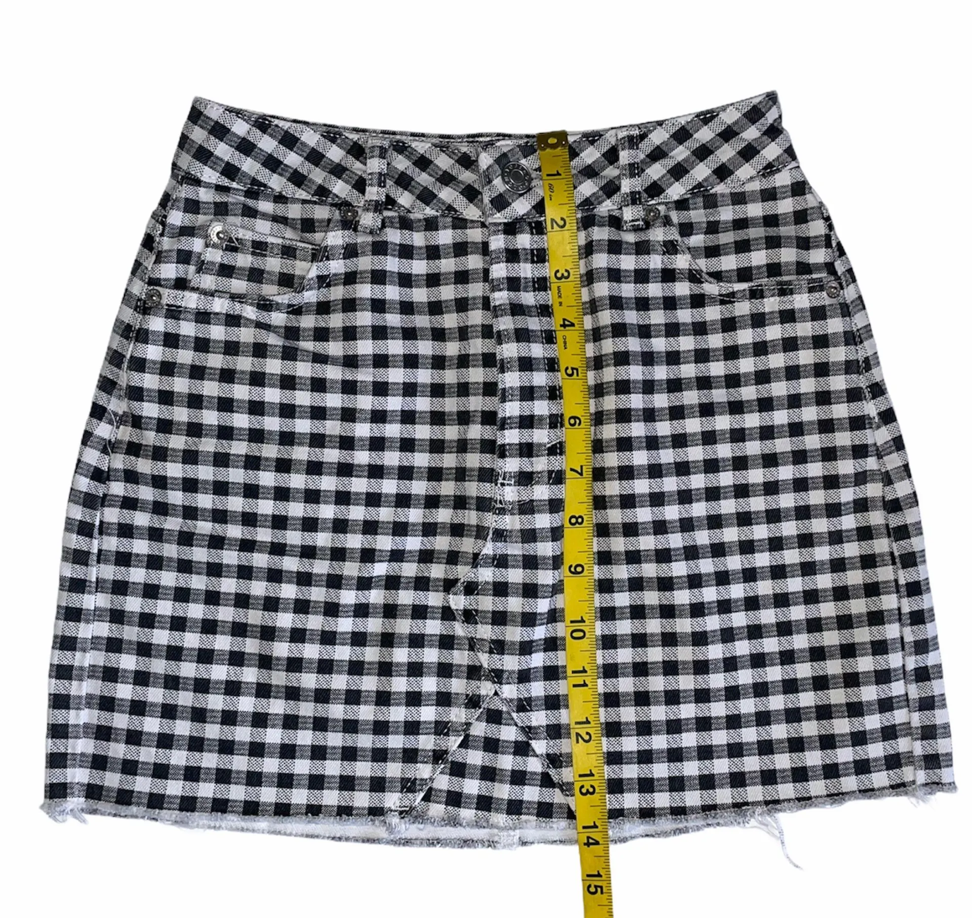 Moto Gingham Denim Mini Skirt Size 2 - Image 8