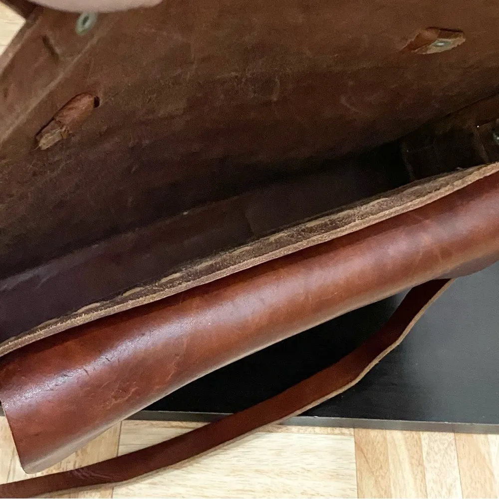 Vintage Handmade Brown Leather Brooklyn Style Briefcase Messenger Satchel Bag - Image 13