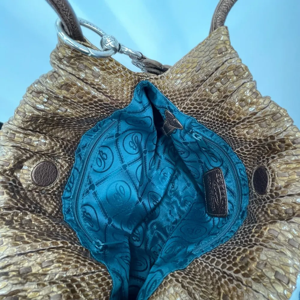 Brighton Breeland Golden Bronze Snake Print Shoulder Bag, In Excellent Condition - Image 10