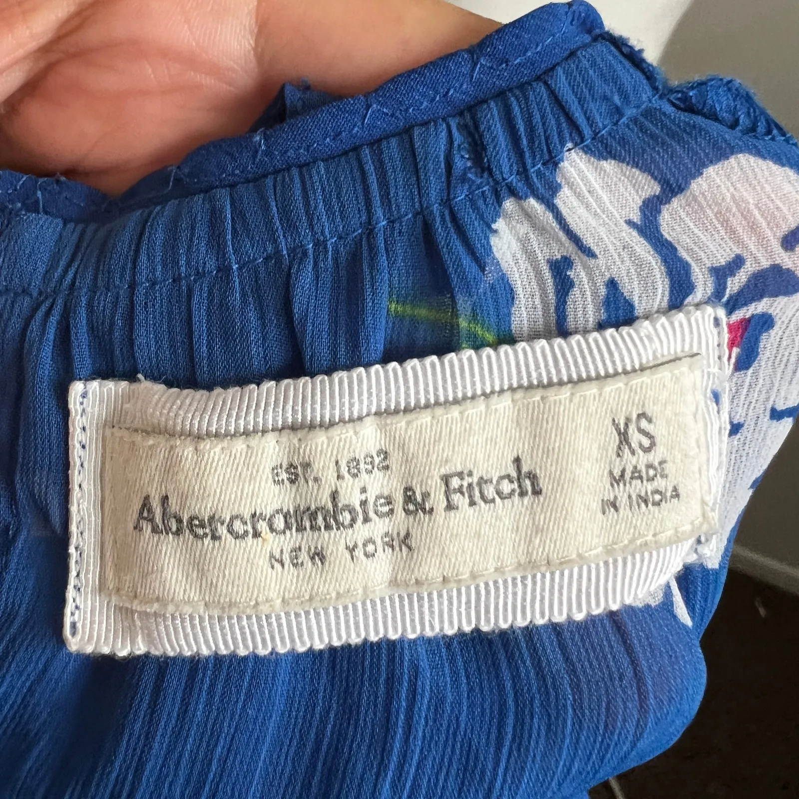 Abercrombie & Fitch Blue Floral Sheer Top Y2K Vintage 2000s XS‎ - Image 4