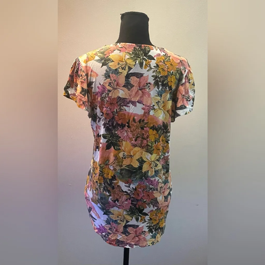 Cupio- Floral Blouse Pink, Yellow, Green Size L - Image 3
