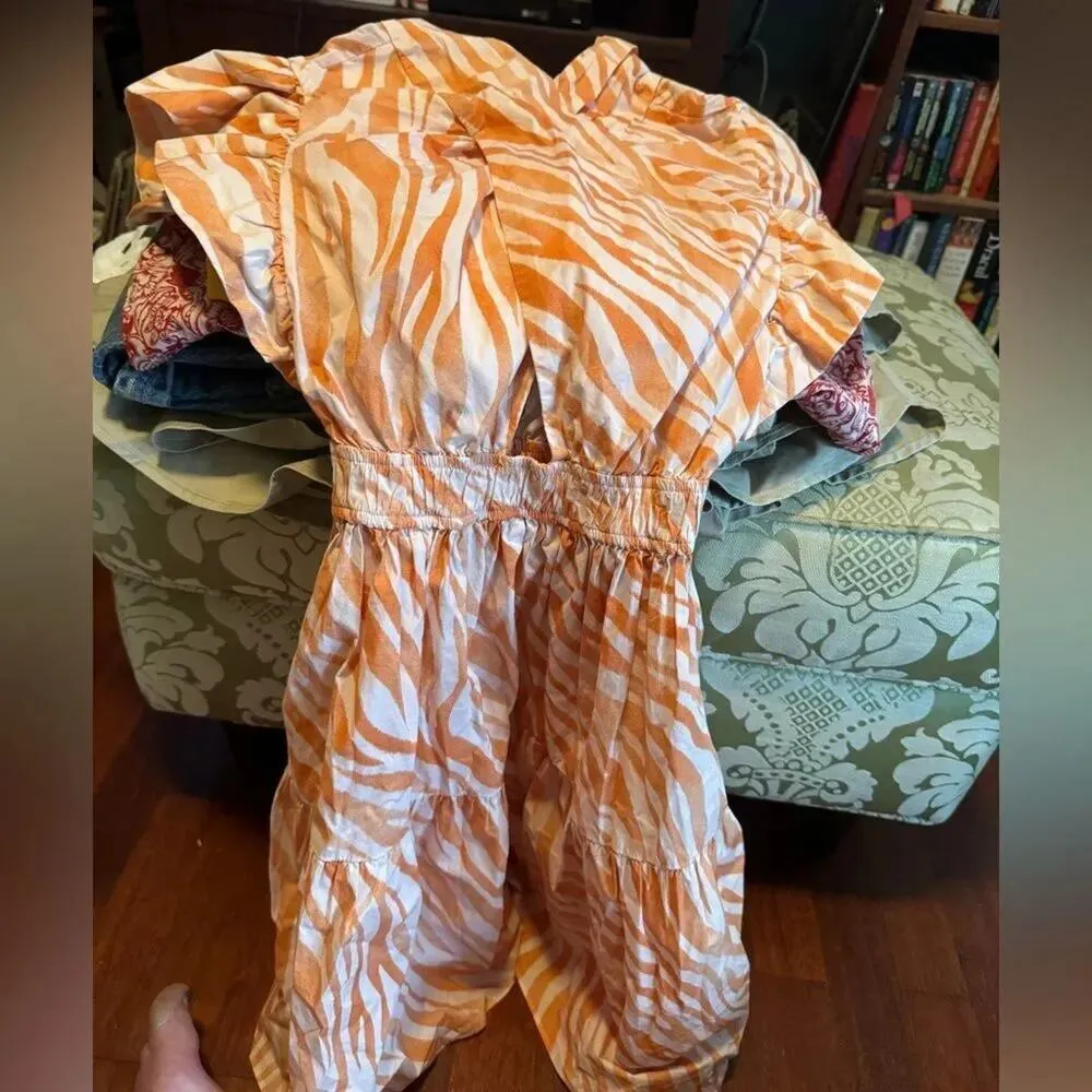 Derek Lam Collective Orange Zebra Cutout Mini Dress size 38 / US 2 MSRP $425 - Image 10