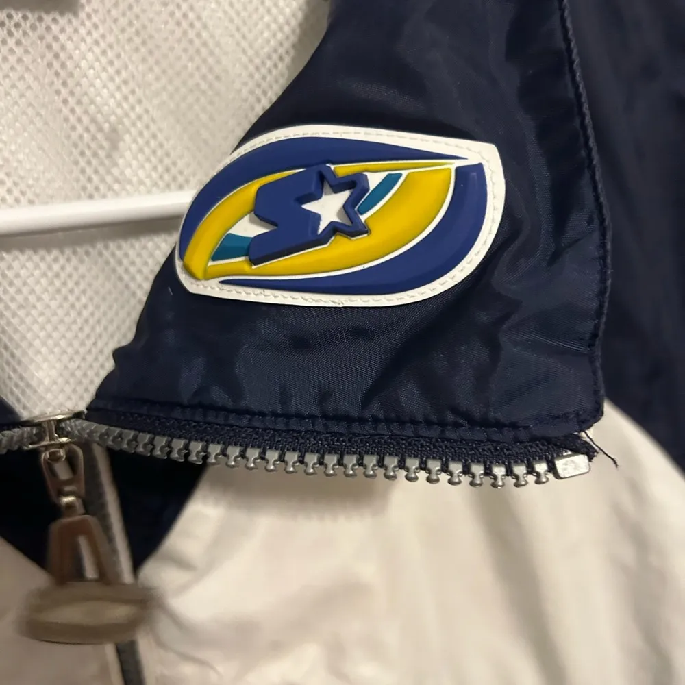 Vintage Starter Full Zip Lined White Blue Yellow jacket size medium - Image 7