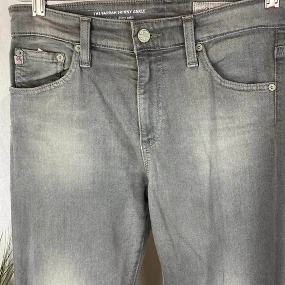 Adriano Goldshmeid Gray Farrah Skinny High Rise Ankle Distress Hem Jeans 27 - Image 3