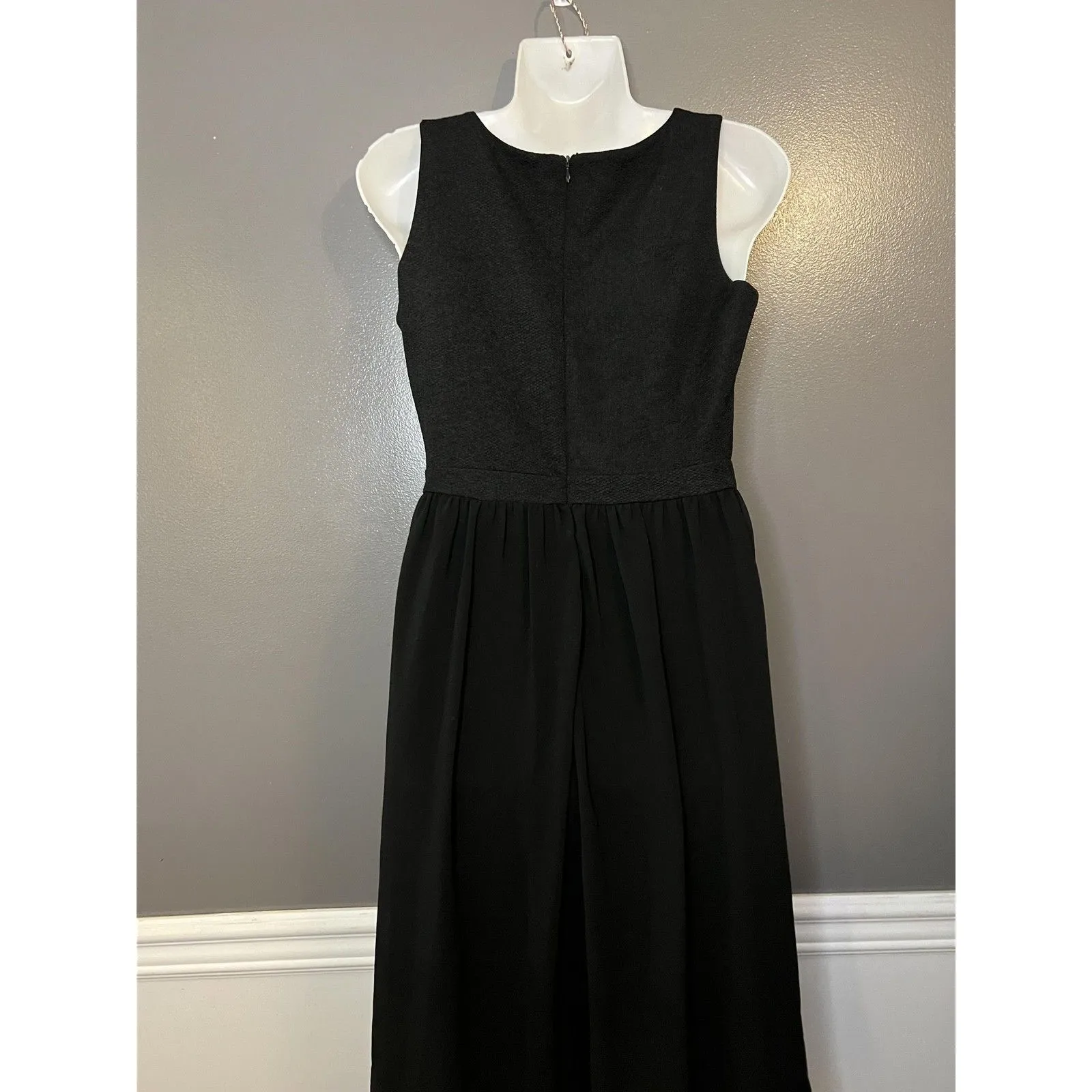 Antonio Melani Dress Womens XS Black Chiffon Fit Flare Sleeveless Midi Cocktail - Image 6