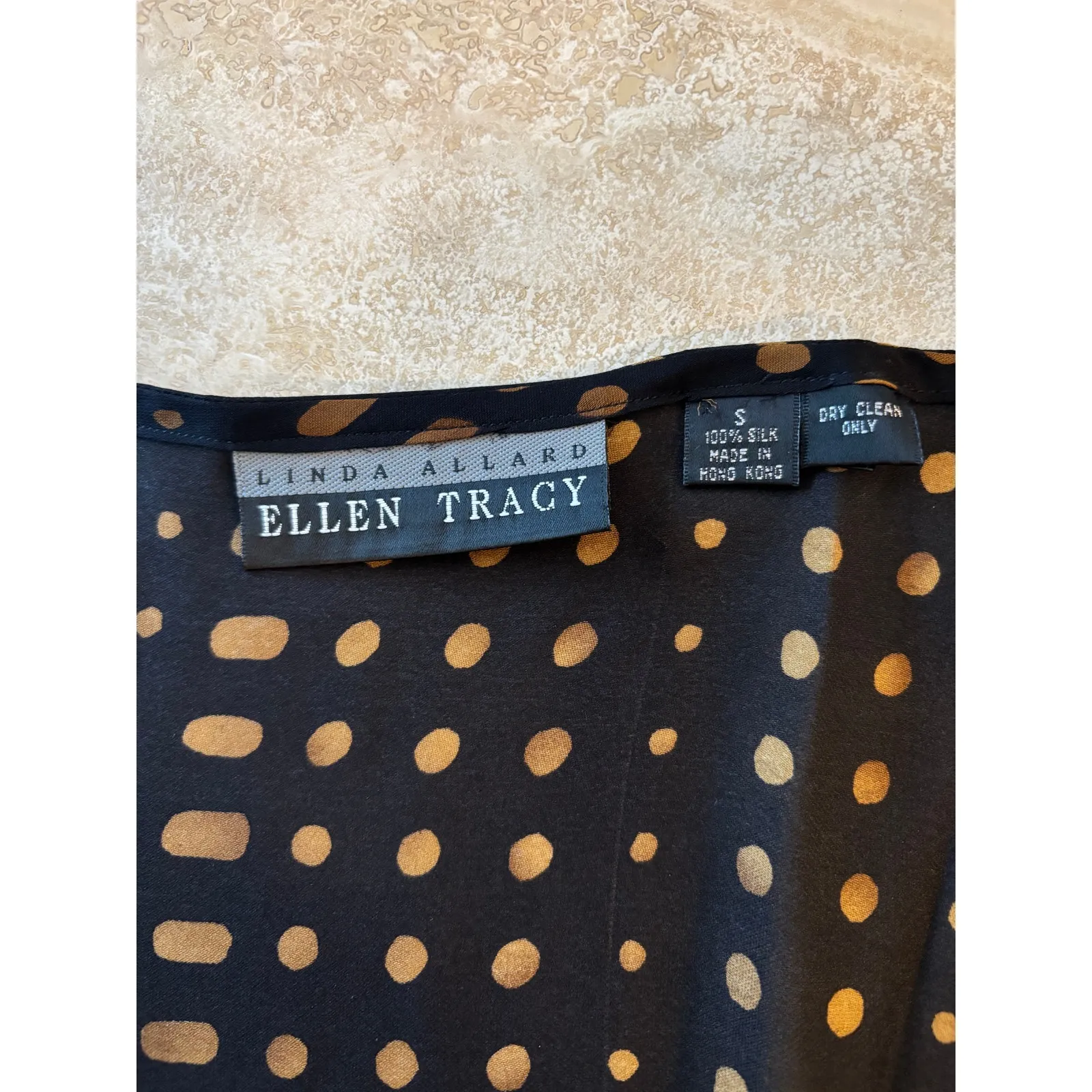 Ellen Tracy Linda Allard Vintage 100% Silk Maxi Long Wrap Skirt Black Gold Sz S - Image 7